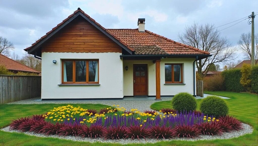 Cottage-style flower beds: