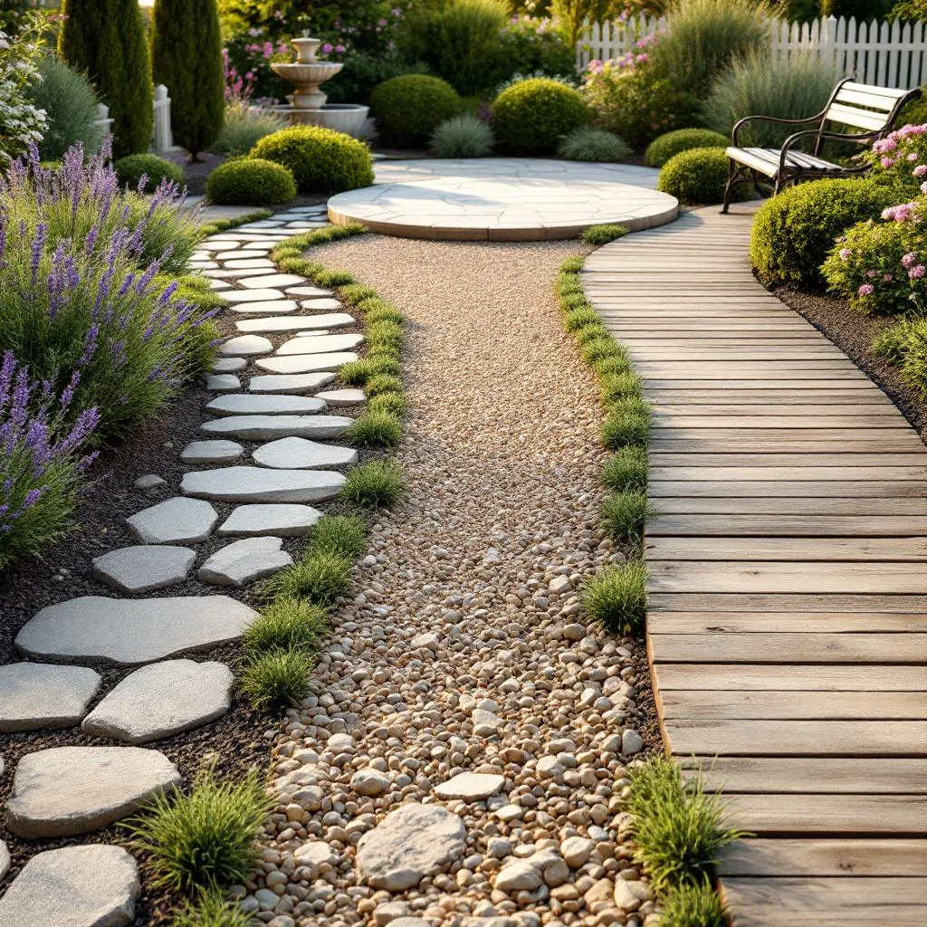 Stone and wood garden path trends for 2025