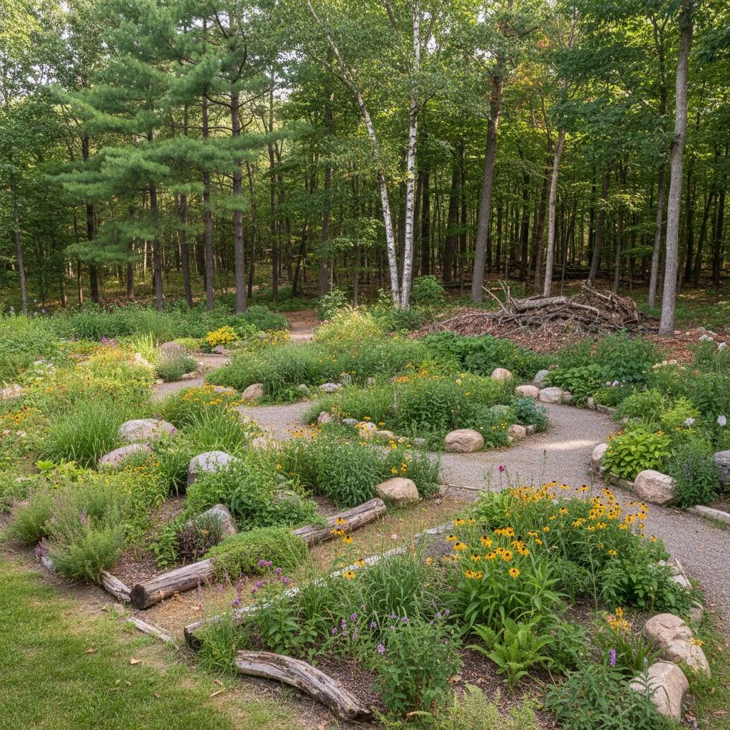 Garden design principles for a seamless forest edge transition