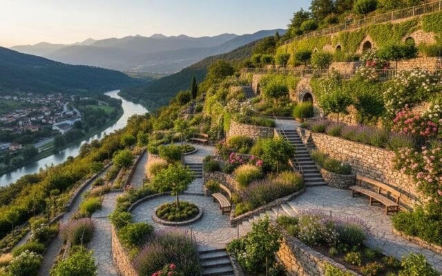 Designing terraces and pathways for sloped gardens